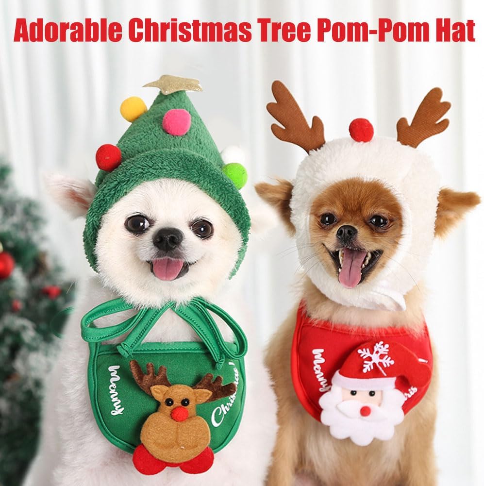 PawSanta™ – Festive Pet Hat & Bib Set