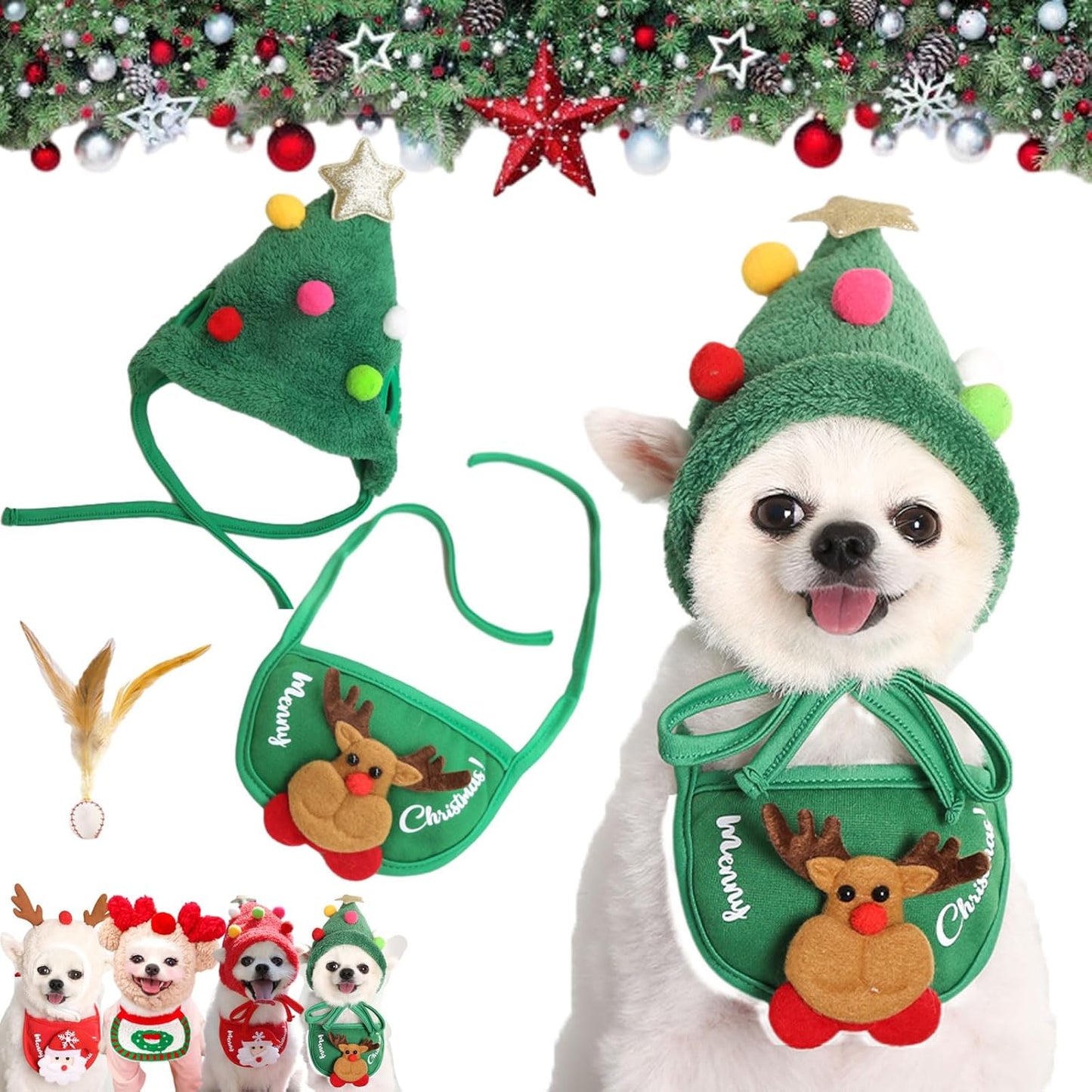 PawSanta™ – Festive Pet Hat & Bib Set