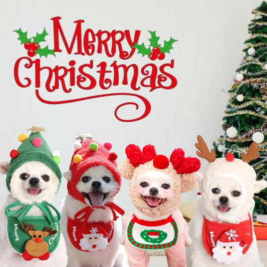 PawSanta™ – Festive Pet Hat & Bib Set