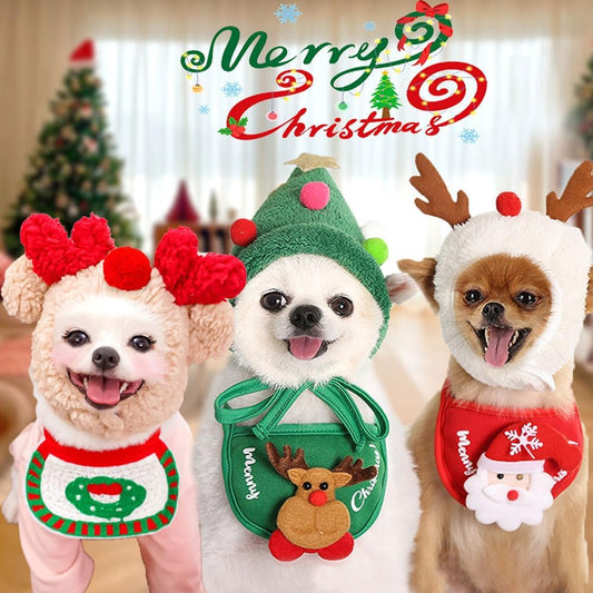 PawSanta™ – Festive Pet Hat & Bib Set