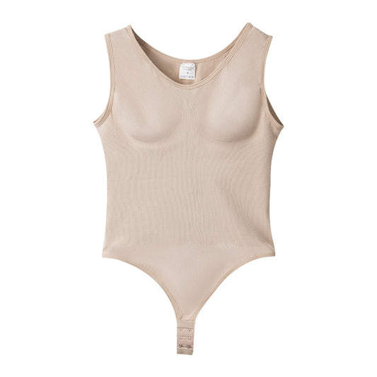 Seamless large-sized wide-shoulder one-piece triangular pants with open buttons for abdominal reduction and powerful postpartum shaping clothing