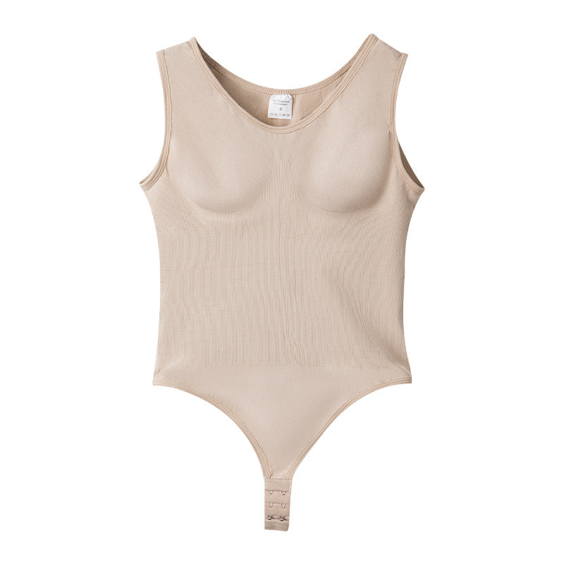 Seamless large-sized wide-shoulder one-piece triangular pants with open buttons for abdominal reduction and powerful postpartum shaping clothing