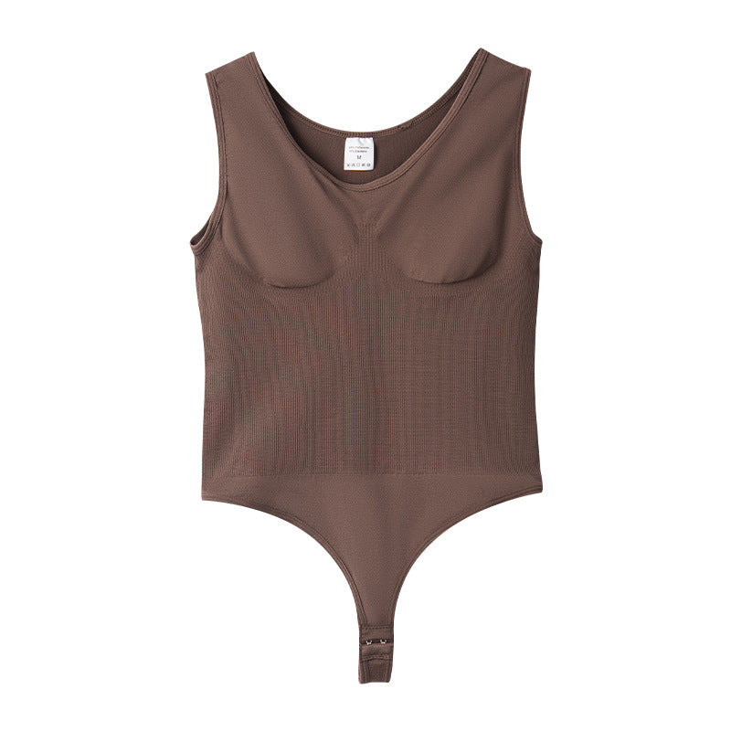 Seamless large-sized wide-shoulder one-piece triangular pants with open buttons for abdominal reduction and powerful postpartum shaping clothing