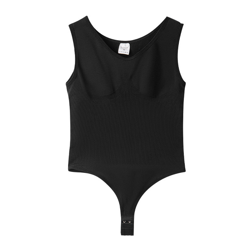 Seamless large-sized wide-shoulder one-piece triangular pants with open buttons for abdominal reduction and powerful postpartum shaping clothing